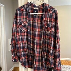 American Eagle Red and Blue Plaid Shirt